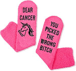 Women's Novelty Fuzzy Fluffy Pink Warm Cozy Breast Cancer Socks Gifts