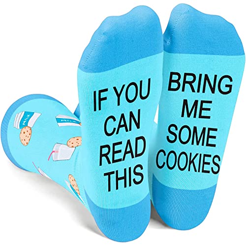Funny Cookie Milk Socks for Women Who Love Cookie Milk, Novelty Cookie Milk Gifts, Women's Gag Gifts, Gifts for Cookie Milk Lovers, Funny Sayings If You Can Read This, Birng Me Some Cookies Socks