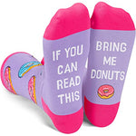 Funny Donut Socks for Women Who Love Donut, Novelty Donut Gifts, Women's Gag Gifts, Gifts for Donut Lovers, Funny Sayings If You Can Read This, Bring Me Donuts Socks