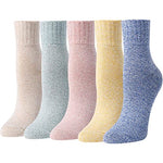 Women's Cozy Thick Wool Unique Solid Color Socks Gifts-5 Pack
