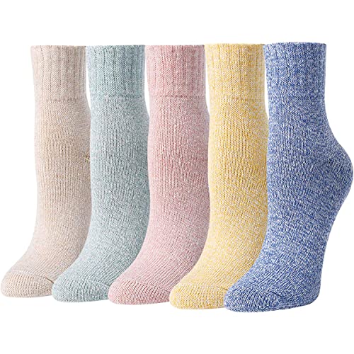 Women's Cozy Thick Wool Unique Solid Color Socks Gifts-5 Pack