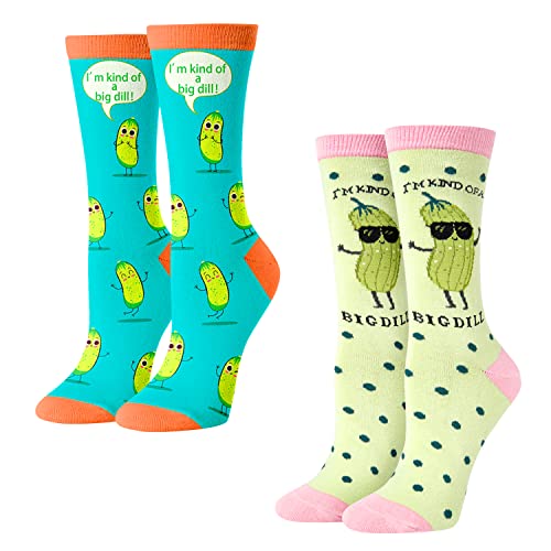 Women's Novelty Funny Pickle Socks Gifts for Pickle Lovers-2 Pack