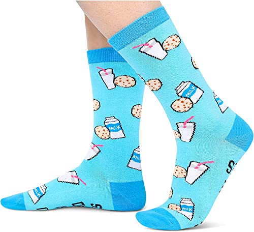 Funny Cookie Milk Socks for Women Who Love Cookie Milk, Novelty Cookie Milk Gifts, Women's Gag Gifts, Gifts for Cookie Milk Lovers, Funny Sayings If You Can Read This, Birng Me Some Cookies Socks
