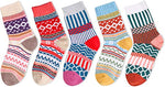5 Pairs Women Wool Socks, Warm Cabin Nordic Socks, Vintage Socks, Thick Knit Cozy Socks Winter Socks for Women Gifts