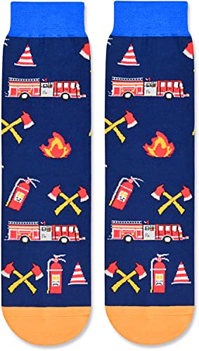 Firefighter Gifts for Men, Cool Fireman Socks, Fire Dept Gifts, Fire Chief Gifts, Gift for Fire Fighters and Retired Firefighters, Flame Socks Fire Socks