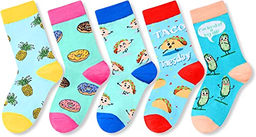 Girl's Crazy Crew Wacky Food Socks Gifts for Food Lovers-5 Pack
