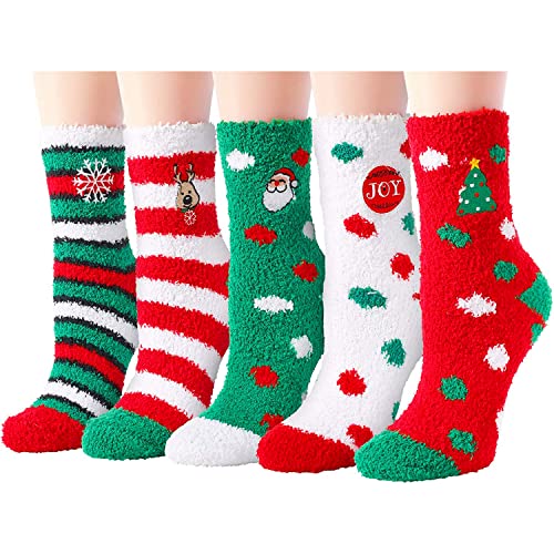Funny Fuzzy Socks for Women Girls, Fluffy Slipper Socks, Colorful Indo ...