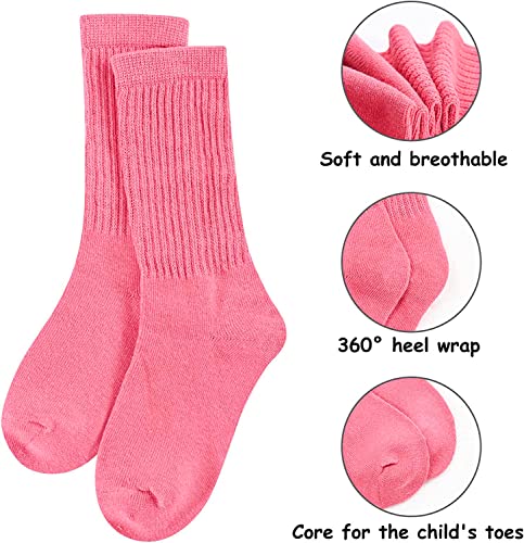 Girl's Novelty Stacked Slouch Crew Warm Cozy Solid Color Socks
