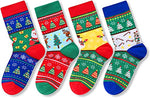 Santa Socks, Best Secret Santa Gifts, Funny Children Christmas Socks, Stocking Stuffers, Holiday Socks for Boys Girls, Christmas Presents, Xmas Gifts, Novelty Christmas Gifts for Kids, Gifts for 7-10 Years Old
