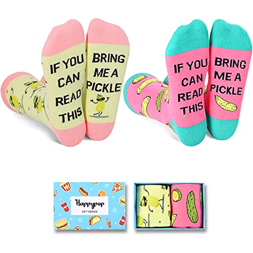 Funny Pickle Socks for Women Who Love Pickle, Novelty Pickle Gifts, Women's Gag Gifts, Gifts for Pickle Lovers, Funny Sayings If You Can Read This, Birng Me A Pickle Socks
