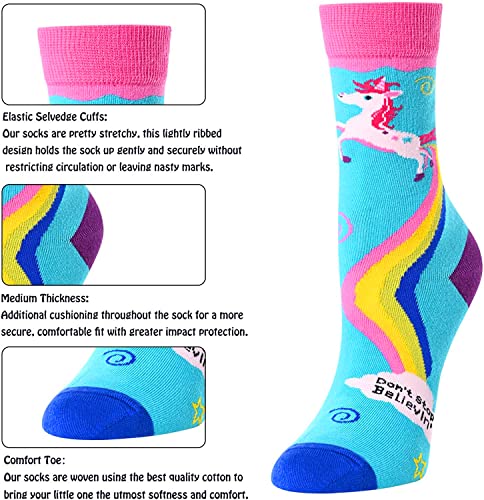 Unicorn Fan Gifts for Girls Trendy Unicorn Gifts for Children Fun Girls' Novelty Unicorn Socks, Gifts for 4-7 Years Old Girls