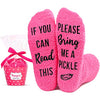 Funny Pickle Socks for Women Who Love Pickle, Novelty Pickle Gifts, Women's Gag Gifts, Gifts for Pickle Lovers, Funny Sayings If You Can Read This, Please Bring Me A Pickle Socks