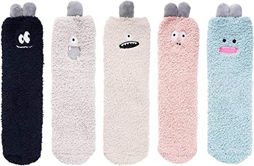 Women's Cozy Fuzzy Fluffy Slipper Cute Animals Socks Gifts-5 Pack