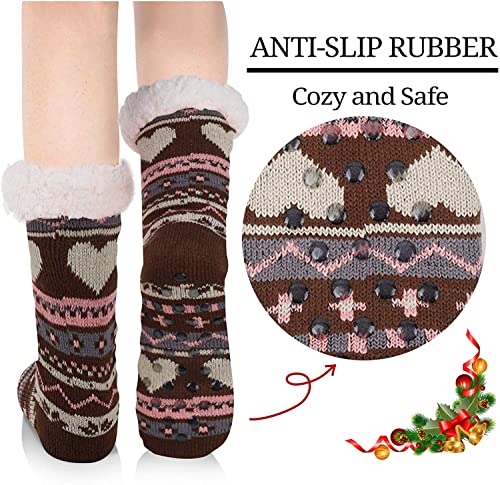 Women's Novelty Fuzzy Thermal Non-Slip Slipper Cute Black Heart Socks Gifts