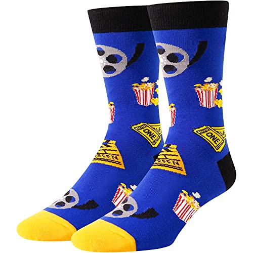 Novelty Movie Socks Popcorn Socks, Funny Movie Lover Gifts for Men, Movie Buff Gifts, Movie Gifts For Film Lovers, Movie Lovers Gift Ideas Movie Night
