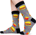 Novelty Burger Gifts for Men, Anniversary Gift for Him, Funny Food Socks, Men's Burger Socks, Gift for Dad, Funny Burger Socks for Burger Lovers