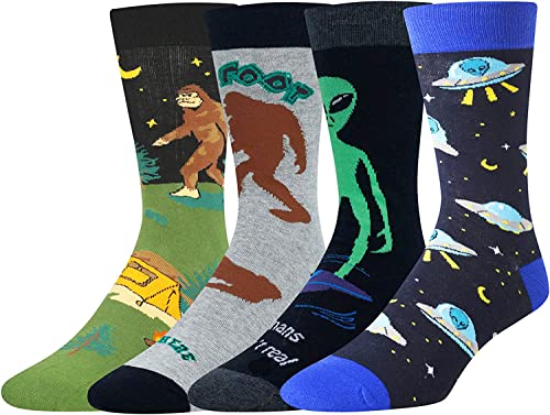 Funny Space Socks for Men Crazy Socks, Astronomy Gifts Outer Space Gifts for Space Lovers,  Men Silly Outer Space Crew Socks Great Xmas Gift