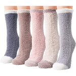 Women's Fluffy Socks, Colorful Indoors Slipper Socks, Cozy Gifts for Women, Warm Cozy Socks, Fuzzy Socks for Girls 5 Pairs