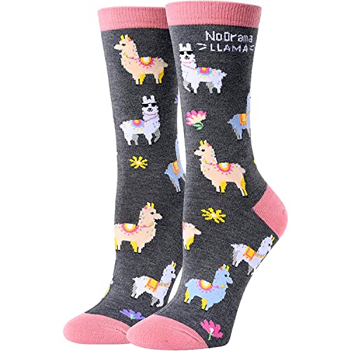 Women's Funny Crew Cozy Llama Socks Gifts for Llama Lovers