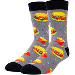 Novelty Burger Gifts for Men, Anniversary Gift for Him, Funny Food Socks, Men's Burger Socks, Gift for Dad, Funny Burger Socks for Burger Lovers