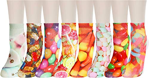 Women's Crazy Low Cut No Show Ankle Unique Candy Socks-8 Pack