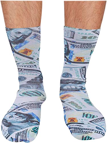 3D Print Dollars Socks, Novelty Gifts for Men and Women, Unique 100 Dollar Presents, Cash Gifts, Accountant Appreciation Presents, Christmas Gifts