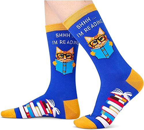 Reading Gifts, Funny Socks for Women, Cool Book Socks, Silly Socks, Best Gift For Teacher From Student  Book Lovers Gifts, Reading Socks