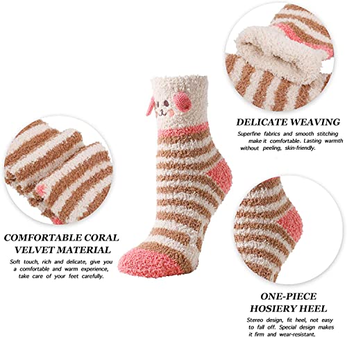 Women's Fluffy Slipper Unique Animals Socks Gifts-5 Pack