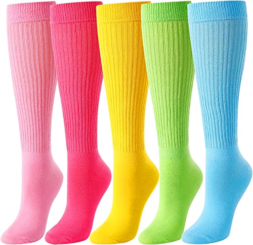 HODEANG 80s Neon Women's Extra Long Heavy Slouch Y2k Socks