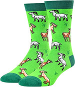 Unisex Novelty Green Cozy Goat Socks Gifts for Goat Lovers