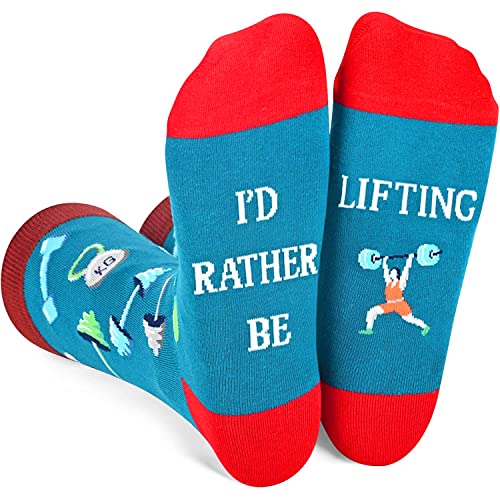 Novelty Weight Lifting Socks, Funny Weight Lifting Gifts for Weight Lifting Lovers, Sports Socks, Gifts For Men Women, Unisex Weight Lifting Themed Socks, Sports Lover Gift, Silly Socks, Fun Socks