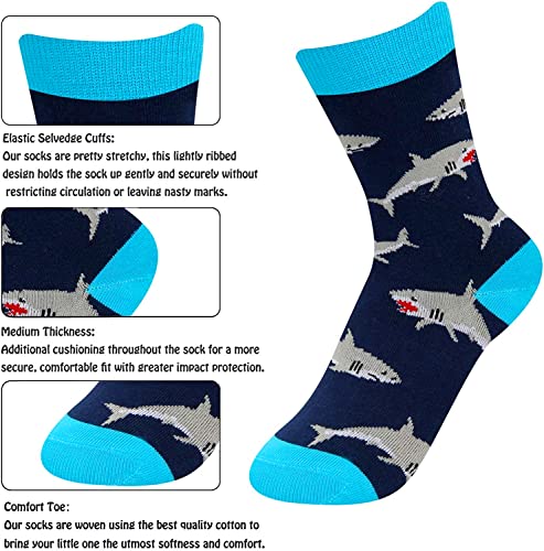 Children Crazy Warm Funny Shark Socks Gifts for Shark Lovers-4 Pack