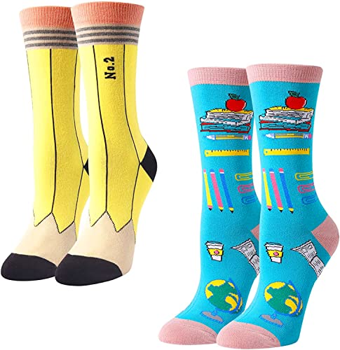 Women's Novelty Lovely Pencil Book Socks Gifts For Book Lovers