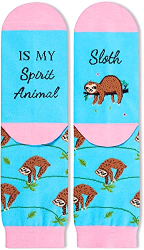 Funny Saying Sloth Gifts For Women,Sloth Is My Spirit Animal,Novelty Sloth Print Socks, Anniversary Gift, Gift For Her, Gift For Wife