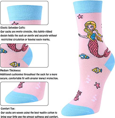 Funny Mermaid Gifts for Girls, Gifts for Daughters, Kids Who Love Mermaid, Cute Mermaid Socks for Girls 4-7 Years Old