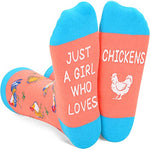 Funny Saying Chicken Gifts for Women,Just A Girl Who Loves Chickens,Novelty Chicken Print Socks