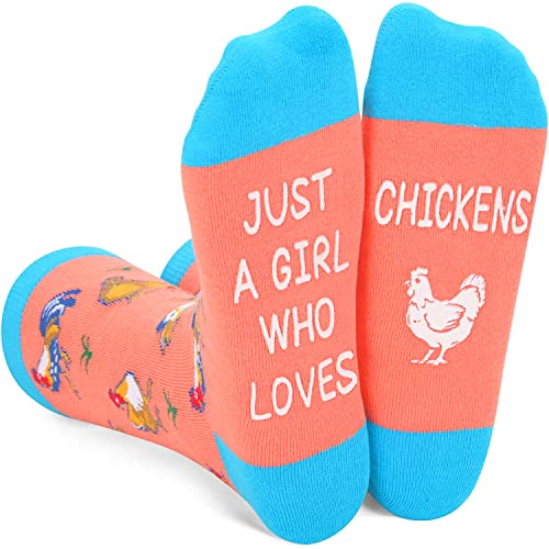 Funny Saying Chicken Gifts for Women,Just A Girl Who Loves Chickens,Novelty Chicken Print Socks