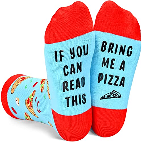 Funny Pizza Socks for Kids Who Love Pizza, Novelty Pizza Gifts, Children's Gag Gifts, Gifts for Pizza Lovers, Funny Sayings If You Can Read This, Bring Me A Pizza Socks, Gifts for 7-10 Years Old