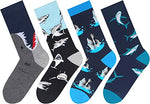 Men's Crazy Weird Shark Socks Gifts for Shark Lovers-4 Pack