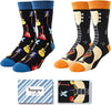 Men's Novelty Black Stylish Guitar Socks-2 Pack Gifts for Guitar Lovers
