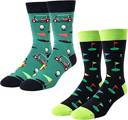 Men's Funny Cozy Golf Socks Gifts for Golf Lovers-2 Pack