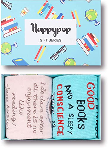 Funny Book Socks for Women, Novelty Women's Reading Socks, Book Lovers Gift Ideas, Best Gift For Teachers, Readers, Nerds, Writers, Authors, Librarians, Bookworms