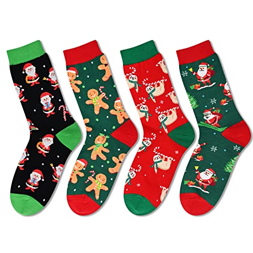 Funny Gnome Sloth Gingerbread Socks for Men Women, Stocking Stuffers, Novelty Christmas Gifts, Best Secret Santa Gifts, Xmas Gifts, Holiday Presents