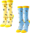 2 Pairs Women's Bee Socks Bee Gifts For Bee Lovers Mom Women