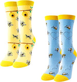 2 Pairs Women's Bee Socks Bee Gifts For Bee Lovers Mom Women