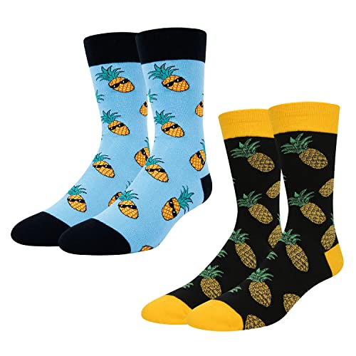 Men's Novelty Cozy Pineapple Socks Gifts for Pineapple Lovers-2 Pack