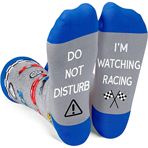Men's Fun Mid-Calf Gray Racing Socks Novelty Gifts for Car Lovers