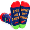 Funny Hot Sauce Socks for Men, Novelty Hot Sauce Gifts For Hot Sauce Lovers, Anniversary Gift For Him, Gift For Dad, Funny Food Socks, Mens Hot Sauce Themed Socks