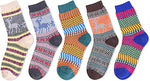 5 Pairs Wool Socks for Women, Warm Socks Cabin Socks Nordic Socks, Vintage Socks, Thick Knit Cozy Winter Socks Gifts for Women