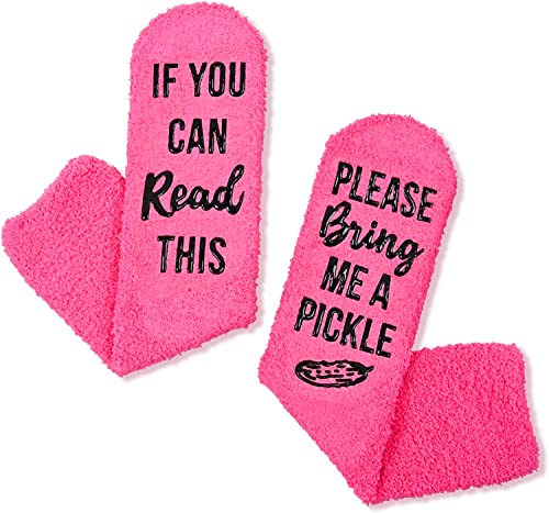 Women's Novelty Fuzzy Fluffy Anti-Slip Slipper Pickle Socks
